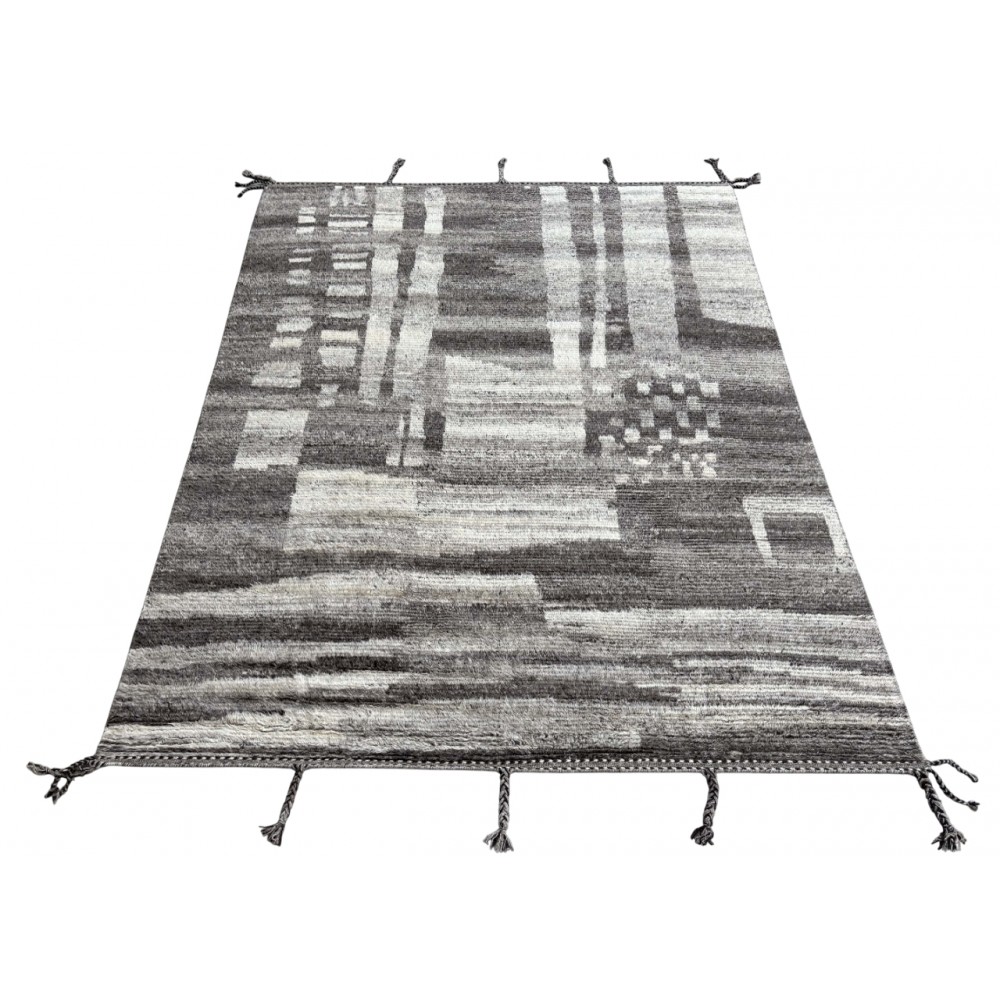 Handknotted Moroccan Azilal Style Rug. 100% Wool. Modern Beni Ourain Carpet