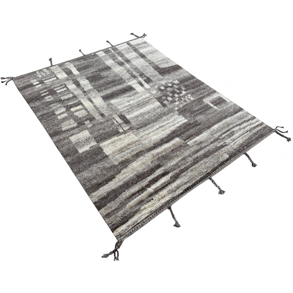 Handknotted Moroccan Azilal Style Rug. 100% Wool. Modern Beni Ourain Carpet