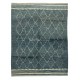 Modern Handmade Moroccan Berber Tulu Rug in Blue and Cream. Custom Options Available