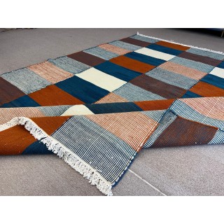 Modern Handmade Scandinavian Kilim Rug 'Flat Weave' with Geometric Patterns, 100% Wool
