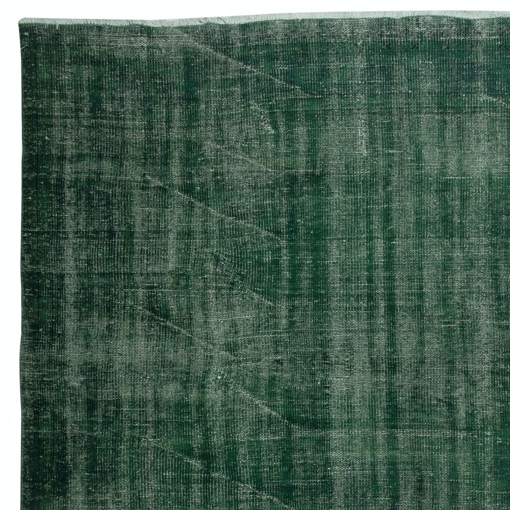Dark Green Color Modern Handmade Large Area Rug, Shabby Chic Turkish Carpet