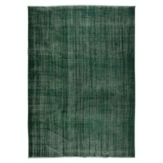 Dark Green Color Modern Handmade Large Area Rug, Shabby Chic Turkish Carpet