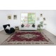 One of a kind Vintage Handmade Turkish Large Rug, Maroon Red 1960s Carpet with Medallion Design
