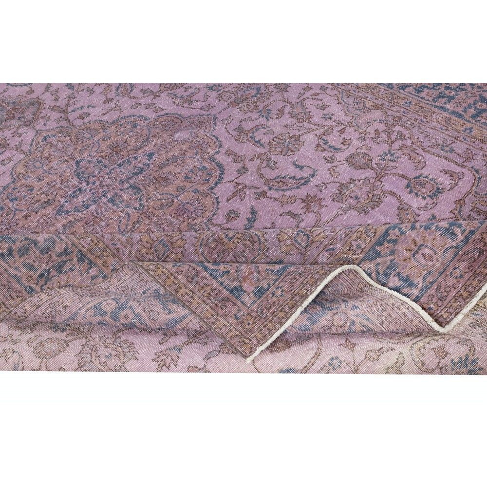 Contemporary Hand-Made Turkish Rug in Purple Color, Living Room Carpet