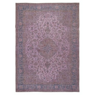 Contemporary Hand-Made Turkish Rug in Purple Color, Living Room Carpet