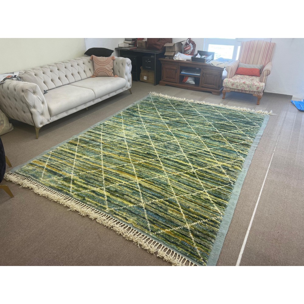 Contemporary Moroccan Style Rug. 100% Wool. Hand Knotted Tulu Carpet