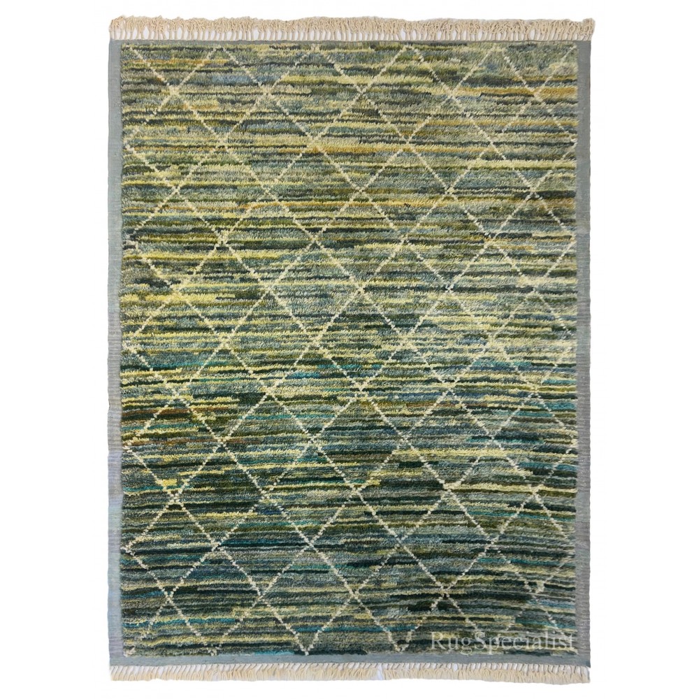 Contemporary Moroccan Style Rug. 100% Wool. Hand Knotted Tulu Carpet