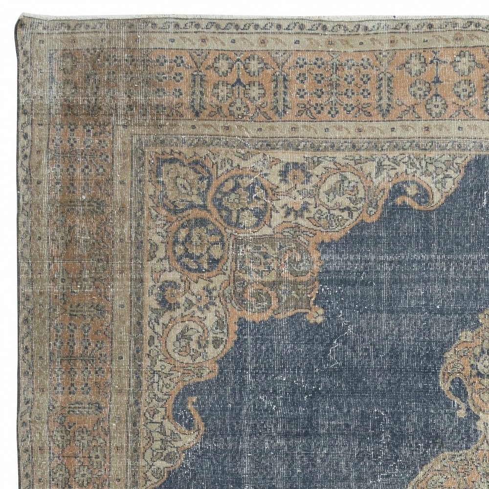 Vintage Handmade Wool Large Area Rug, One of a kind Turkish Carpet