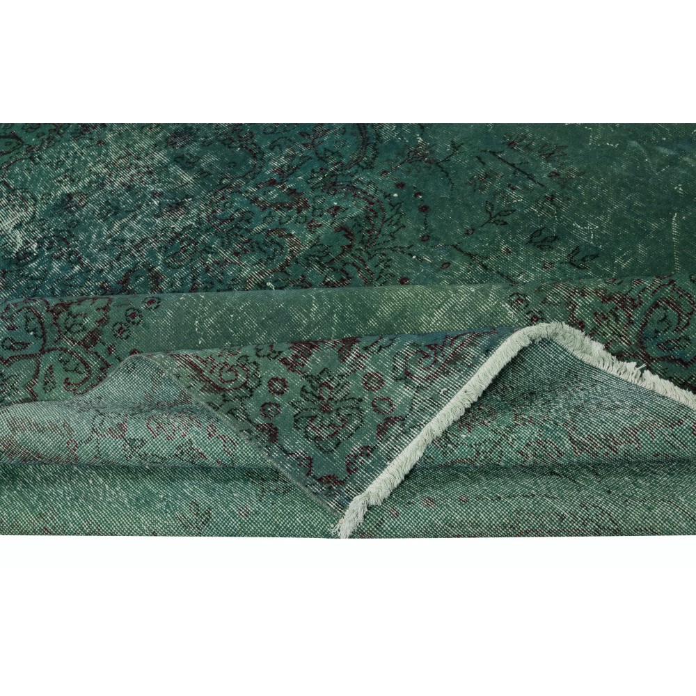 Dark Green Color Handmade Large Area Rug, Contemporary Turkish Carpet