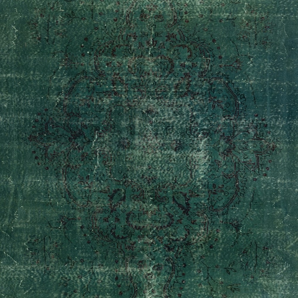 Dark Green Color Handmade Large Area Rug, Contemporary Turkish Carpet