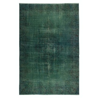 Dark Green Color Handmade Large Area Rug, Contemporary Turkish Carpet