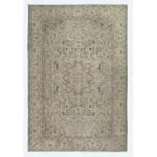 One of a kind Vintage Beige Large Area Rug, Sun Faded Handmade Turkish Carpet