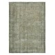 Contemporary Handmade Turkish Area Rug in Green, Woolen Floor Covering