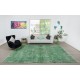Hand-Made Floor Rug from Turkey. Green Color Re-Dyed Area Rug