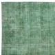 Hand-Made Floor Rug from Turkey. Green Color Re-Dyed Area Rug