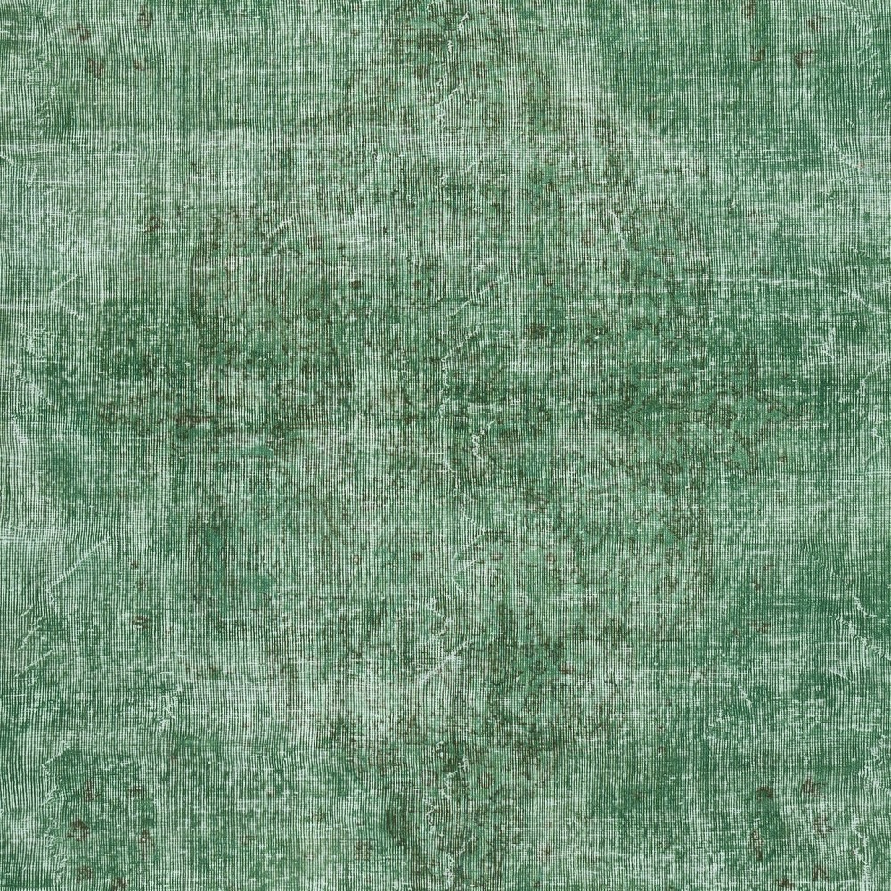 Hand-Made Floor Rug from Turkey. Green Color Re-Dyed Area Rug