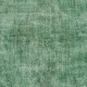 Hand-Made Floor Rug from Turkey. Green Color Re-Dyed Area Rug