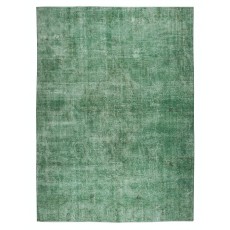 Hand-Made Floor Rug from Turkey. Green Color Re-Dyed Area Rug