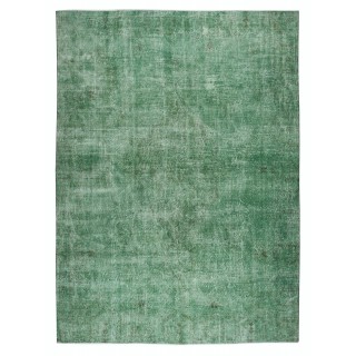 Hand-Made Floor Rug from Turkey. Green Color Re-Dyed Area Rug