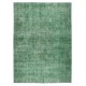 Hand-Made Floor Rug from Turkey. Green Color Re-Dyed Area Rug