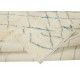 Moroccan Tulu Rug in Beige and Teal Blue Colors, 100% Wool, Beni Ourain Carpet
