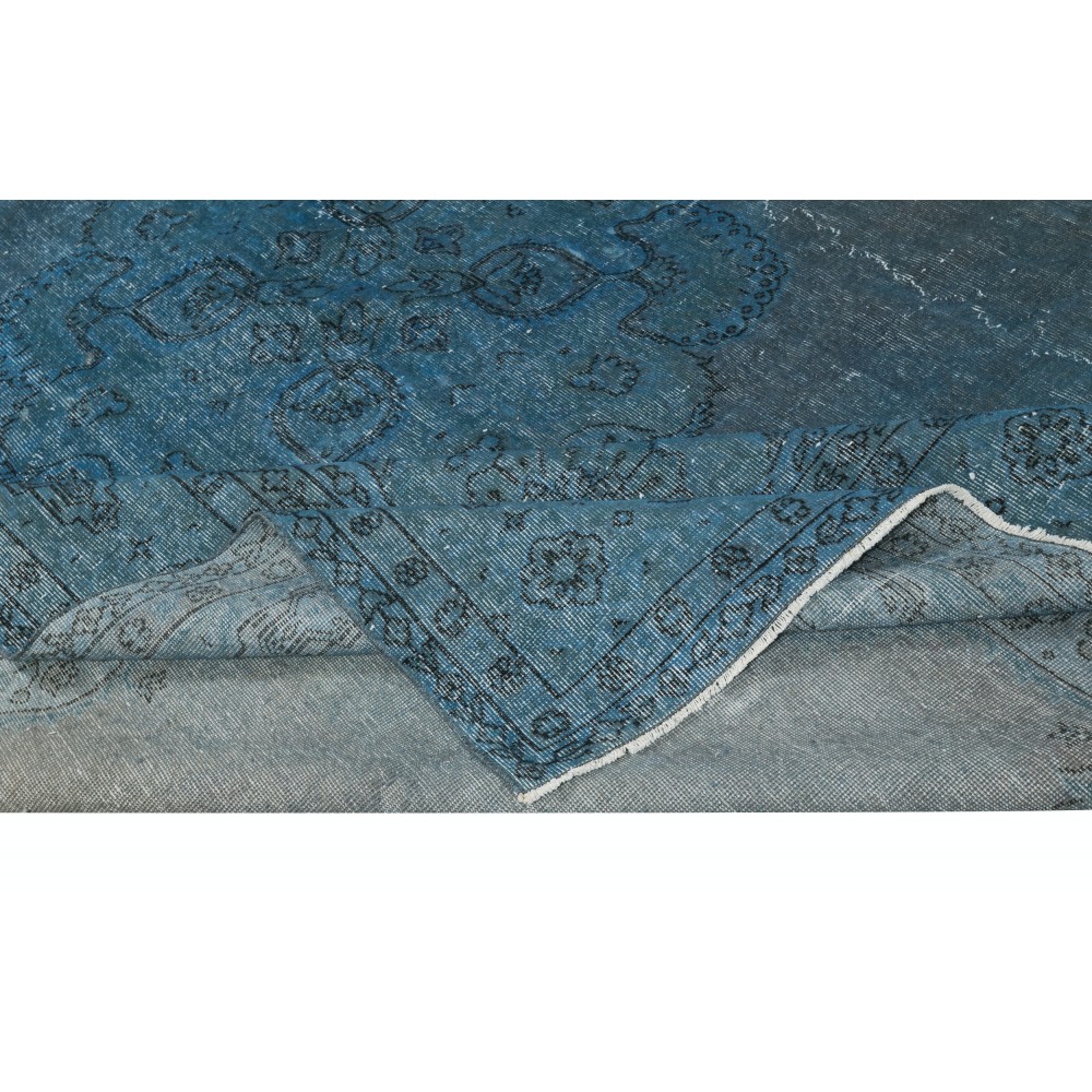 Hand Knotted Blue Color Large Area Rug, Modern Handmade Turkish Carpet