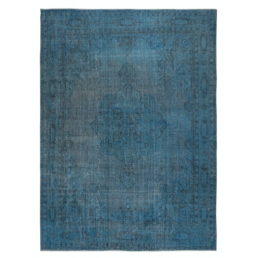 Hand Knotted Blue Color Large Area Rug, Modern Handmade Turkish Carpet