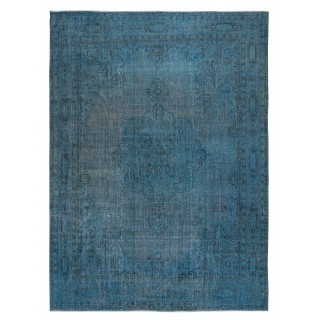 Hand Knotted Blue Color Large Area Rug, Modern Handmade Turkish Carpet