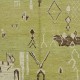 Modern Handmade Tulu Rug in Green, Brown and Beige Colors, 100% Wool