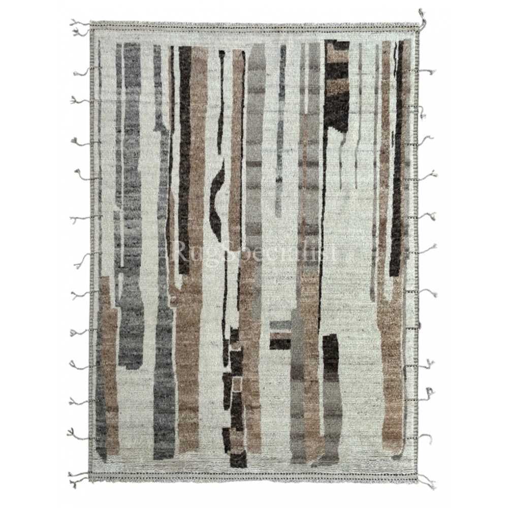 Modern Moroccan Design Berber Rug. 100% Wool. Beni Ourain Carpet