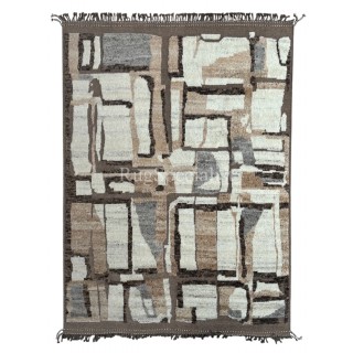 Contemporary Moroccan Design Berber Rug. 100% Wool. Handmade Beni Ourain Carpet