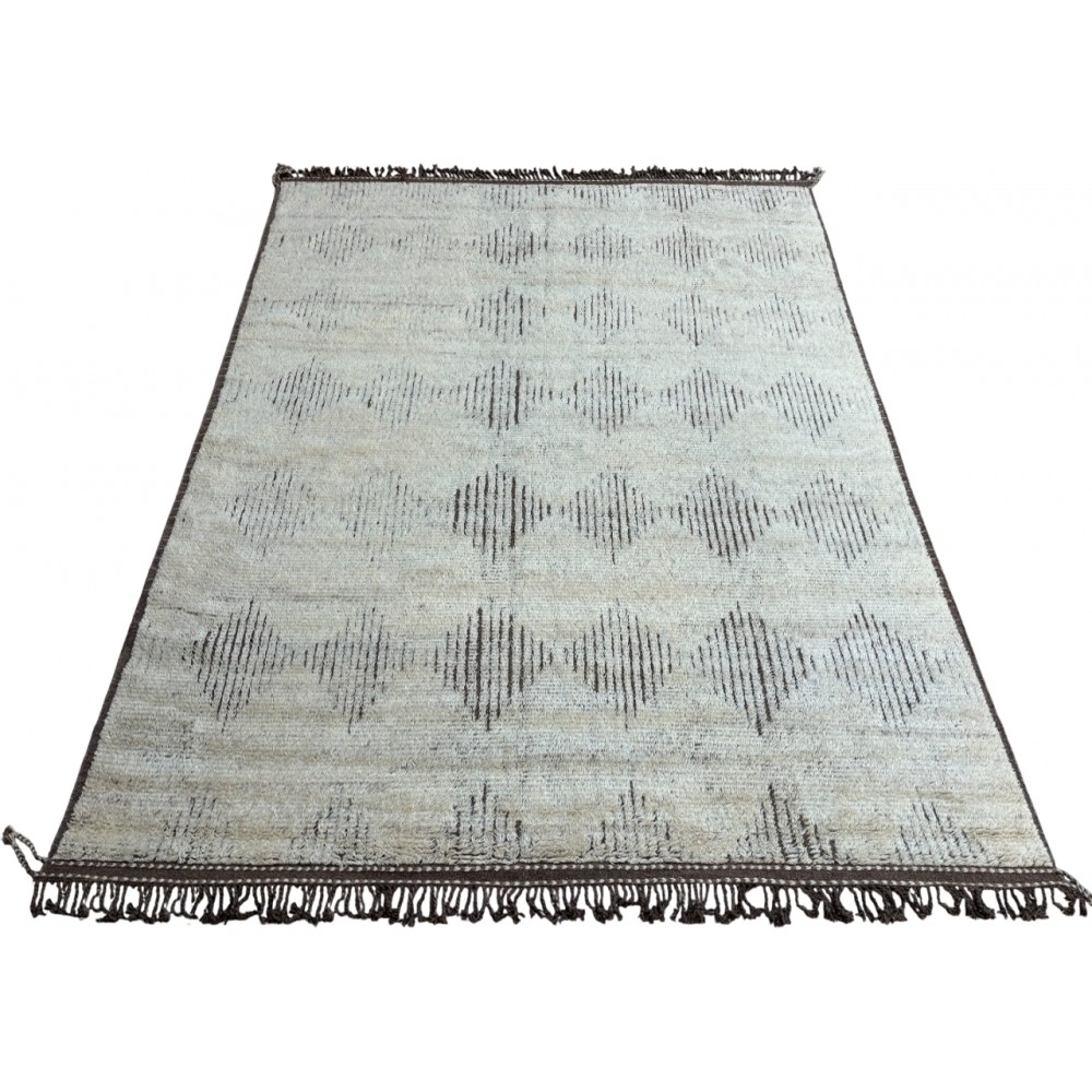 Modern Moroccan Design Berber Rug. 100% Wool. Handmade Beni Ourain Carpet
