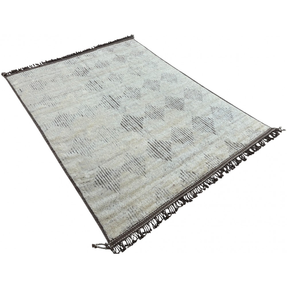 Modern Moroccan Design Berber Rug. 100% Wool. Handmade Beni Ourain Carpet