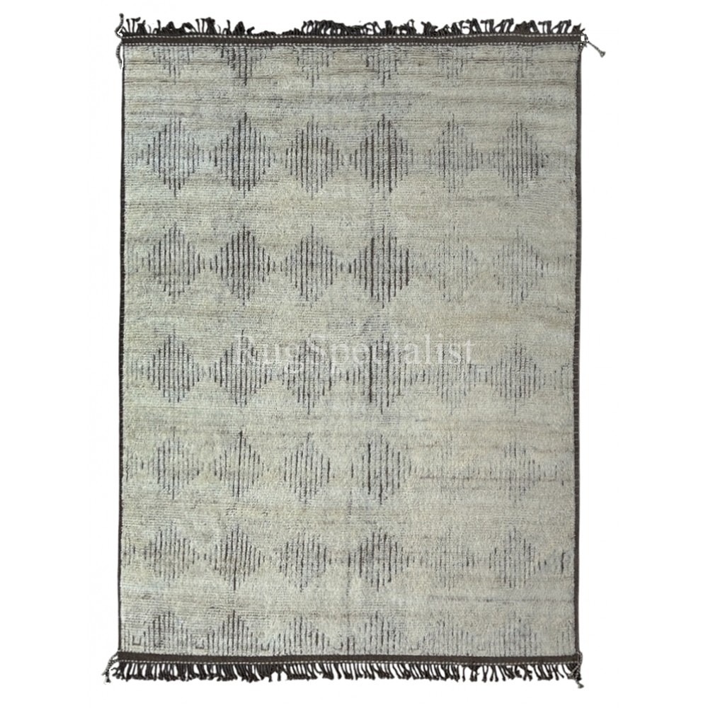 Modern Moroccan Design Berber Rug. 100% Wool. Handmade Beni Ourain Carpet