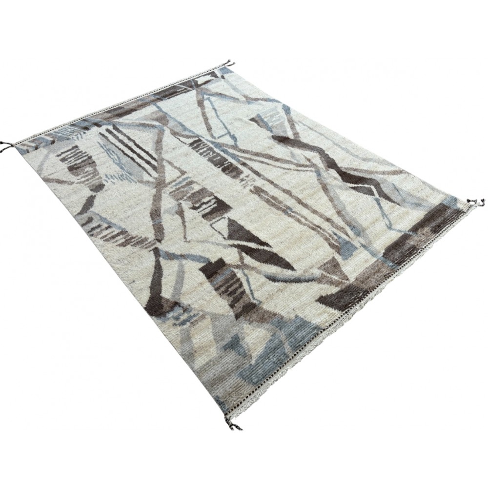 Handmade Moroccan Azilal Style Rug. 100% Wool. Modern Beni Ourain Carpet