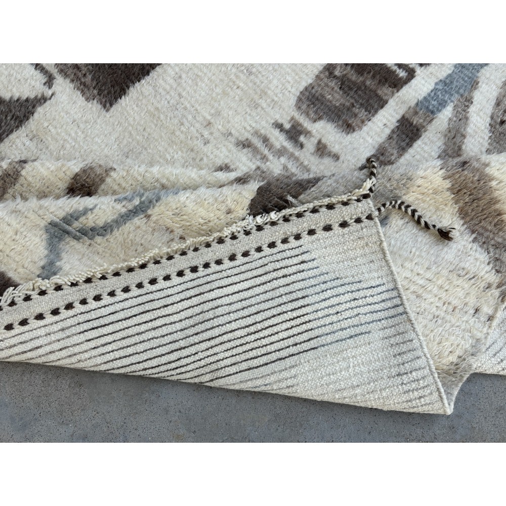 Handmade Moroccan Azilal Style Rug. 100% Wool. Modern Beni Ourain Carpet