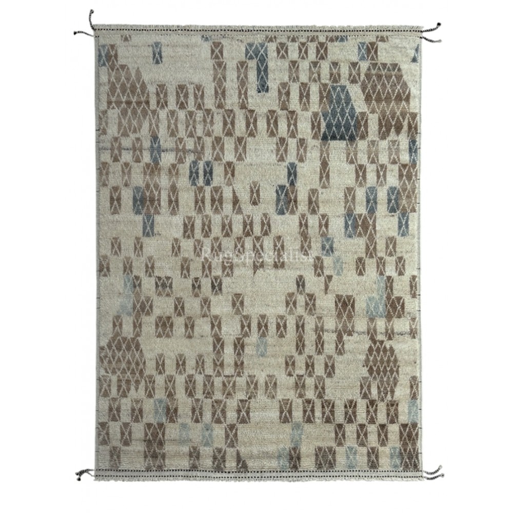 Modern Moroccan style Handmade Rug, 100% Natural Wool. Custom Options Available