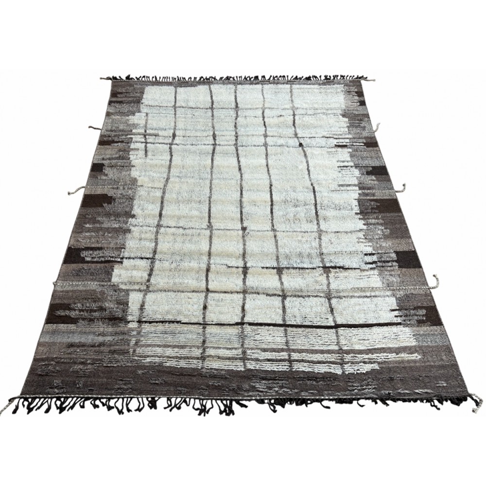 Modern Moroccan Berber style Handmade Rug, 100% Natural Wool. Custom Options Available