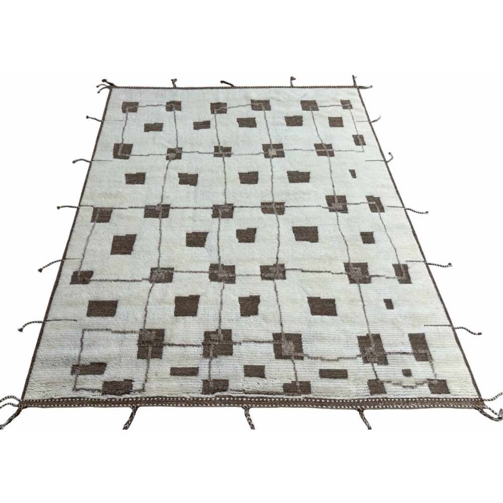 Contemporary Moroccan style Handmade Rug, 100% Natural Wool. Custom Options Available