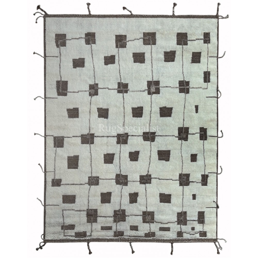 Contemporary Moroccan style Handmade Rug, 100% Natural Wool. Custom Options Available