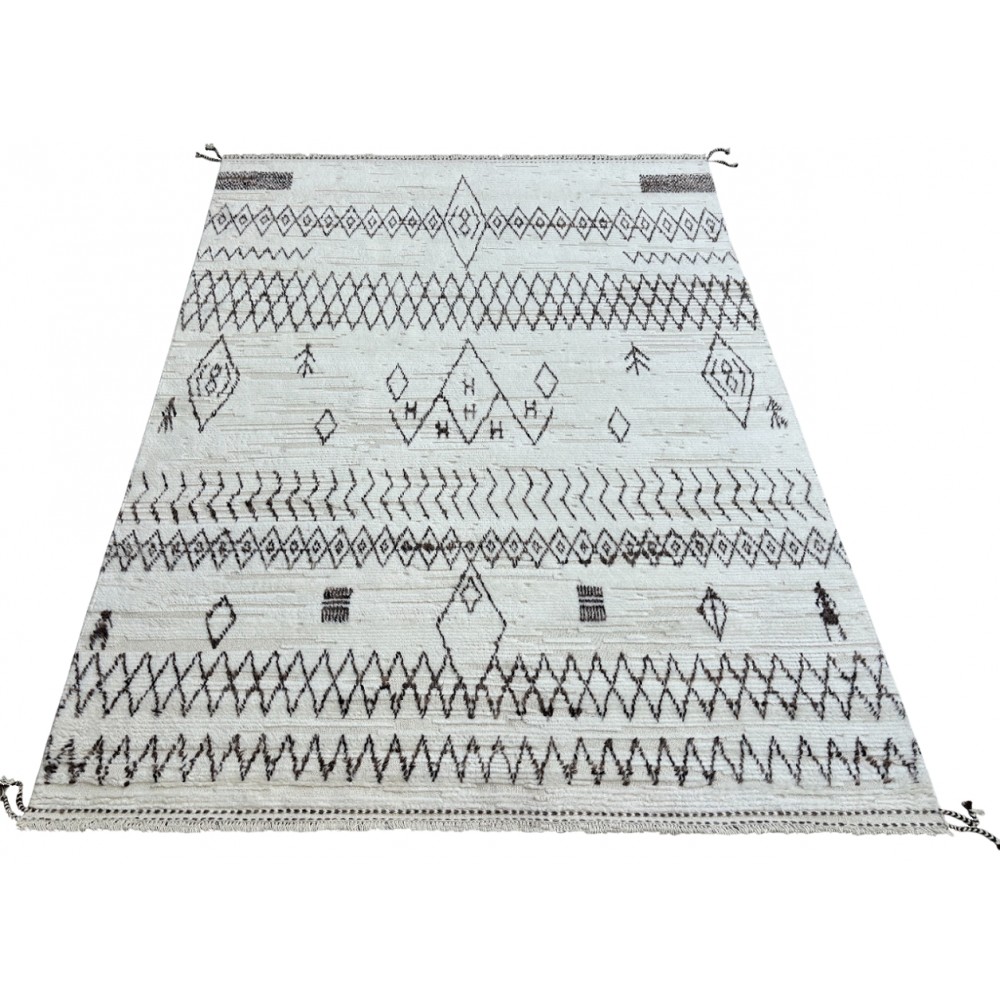 Handmade Moroccan style Rug. 100% Natural Wool. Modern Beni Ourain Carpet