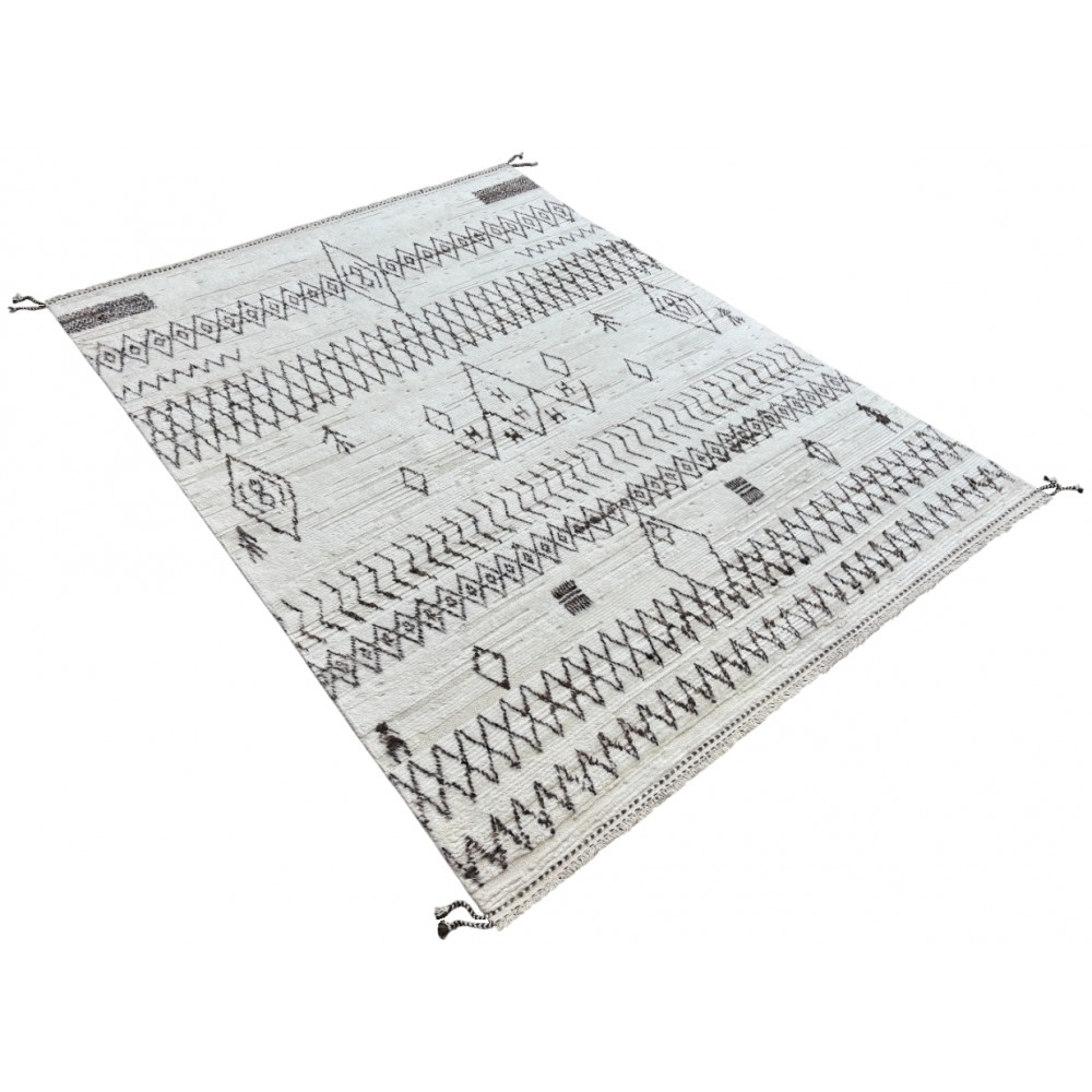 Handmade Moroccan style Rug. 100% Natural Wool. Modern Beni Ourain Carpet