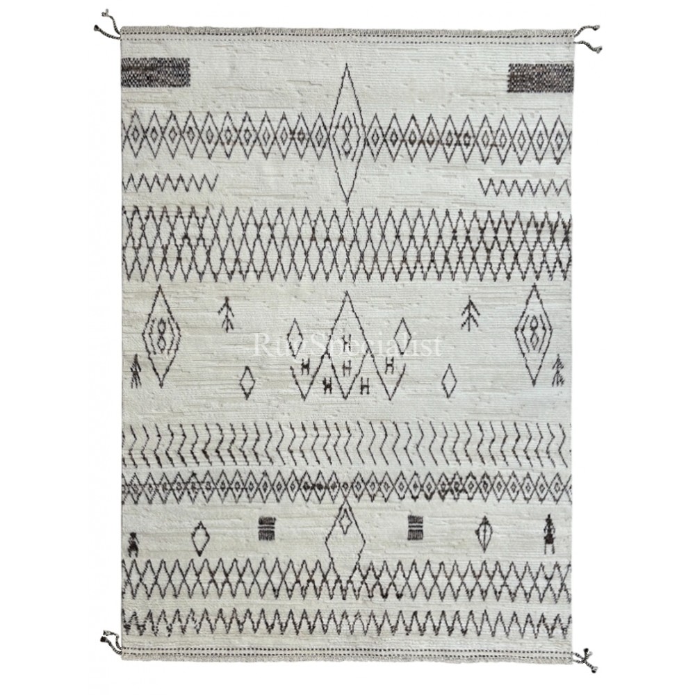 Handmade Moroccan style Rug. 100% Natural Wool. Modern Beni Ourain Carpet
