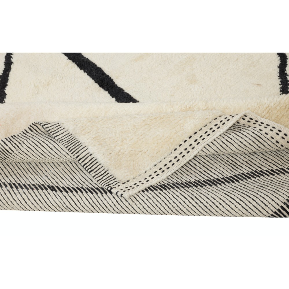 New Handmade "Tulu" Rug, 100% Natural Un-Dyed Wool, Beige & Black Colors