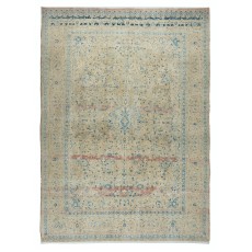 One of a kind Vintage Beige Large Area Rug, Sun Faded Handmade Turkish Carpet
