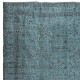 Modern Floral Patterned Area Rug in Blue, Hand-woven and Hand-knotted in Turkey