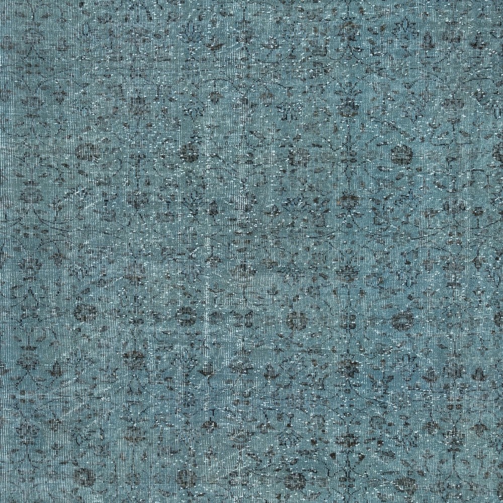Modern Floral Patterned Area Rug in Blue, Hand-woven and Hand-knotted in Turkey