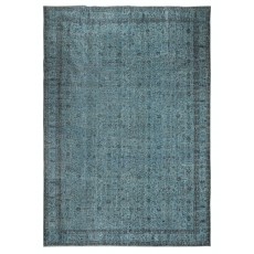 Modern Floral Patterned Area Rug in Blue, Hand-woven and Hand-knotted in Turkey