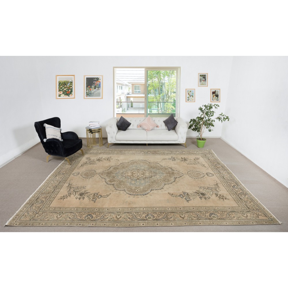 One of a kind Vintage Turkish Large Rug. Handmade Large Carpet for Rustic, Country & Farmhouse Decor