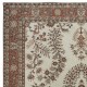One of a kind Vintage Large Area Rug in Beige and Red Color. Handmade Turkish Carpet with Floral Design